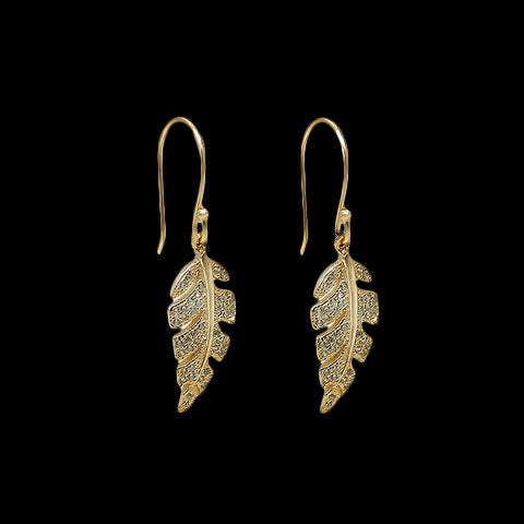 Sterling Silver Yellow Gold Leaf Earrings